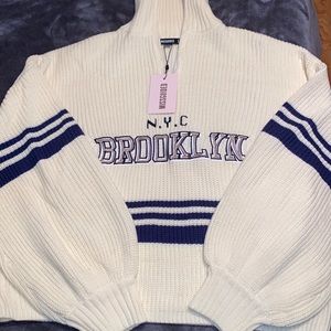 Oversized Brooklyn NY embroidery top